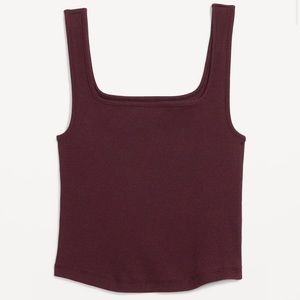 NWT OLD NAVY Fitted Printed Square-Neck Ultra-Cropped Rib-Knit Tank Raisin Arizo